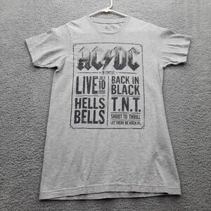 AC/DC Gray Graphic T-Shirt Live July 10 1996 Concert Hells Bells Small